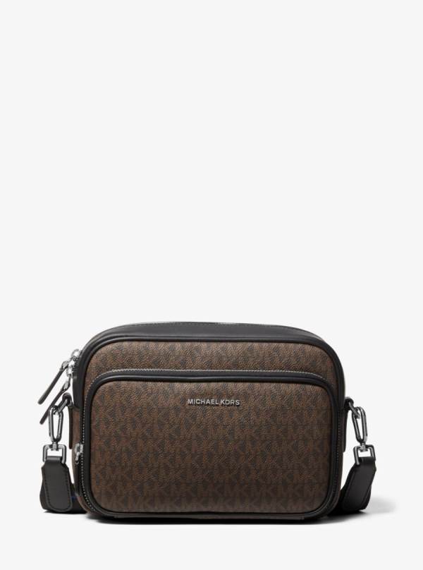 Panske Crossbody Kabelka Michael Kors Hudson Logo Čierne Hnede - Tasky Michael Kors Sleva | KCSAX-2765
